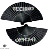 2 Pack Set Techno Rave Handfächer - Fächer klein stabil schwarz Bambus Holz - Sommer Hand Fan Asiatische Deko für Geburtstag, Party, Club, Festival, Rave