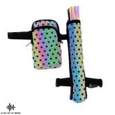 Hüfttasche mit Handfächer Halter - Arm oder Beinband - Schnalle Reißverschlüsse - Wasserdicht - Damen Herren Unisex - Festival Rave Techno Party Pride Club