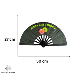 Großer faltbarer UV GLOW Handfächer Bambus Holz– faltbar, bunt, mit leicht grünlichem Schimmer – perfekt für Rave, Festival, EDM, Pride, Club, Party, Tanz, Performance