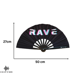 Fächer Rave - XXL Handfächer- Hand fan – Das Must-Have Accessoire für Rave Techno und Festivals: Fächer Stabil Bambus Holz Schwarz Faltbar und Groß